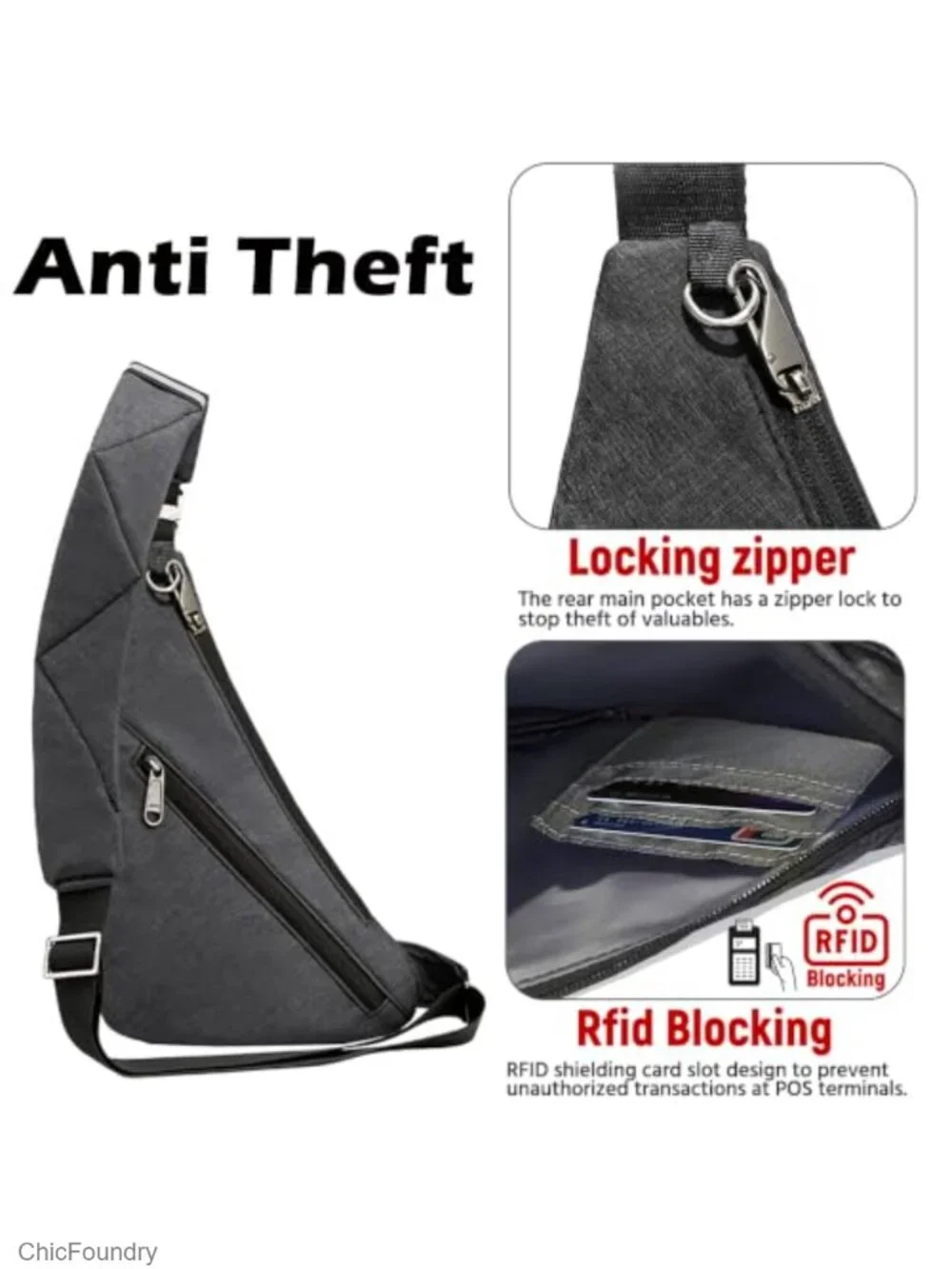 Anti-Theft Travel Sling Bag RFID Blocking Crossbody Shoulder Backpack